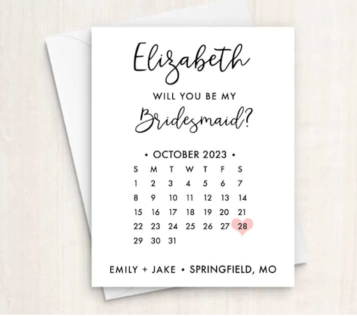 Bridesmaid Proposal Calendar